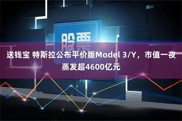 送钱宝 特斯拉公布平价版Model 3/Y，市值一夜蒸发超4600亿元