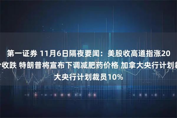 第一证券 11月6日隔夜要闻：美股收高道指涨200点 油价收跌 特朗普将宣布下调减肥药价格 加拿大央行计划裁员10%